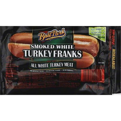 Picture of Ball Park Smoked White Meat Turkey Hot Dogs Bunsize Length 8 Count 14 Oz