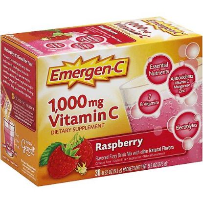 Picture of Alacer Emergen-c Vitamin C Fizzy Drink Mix Raspberry - 1000 Mg 30 Ct