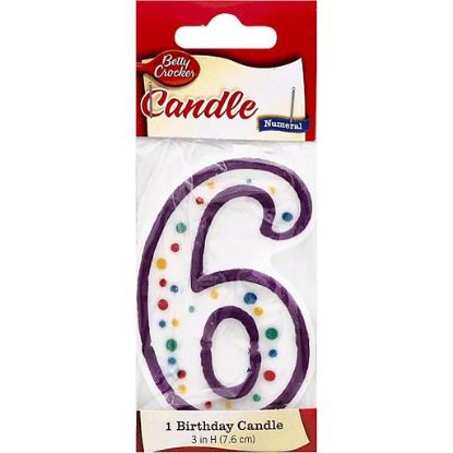 Picture of Betty Crocker Birthday Candle Numeral 6 1 Ct