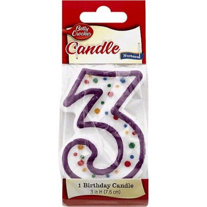 Picture of Betty Crocker Birthday Candle Numeral 3 1 Ct