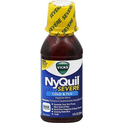Picture of Vicks Nyquil Severe Cold & Flu Max Strength Berry Flavor 8 Oz