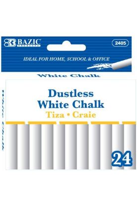 Picture of Bazic Dustless White Chalk 24 Pcs