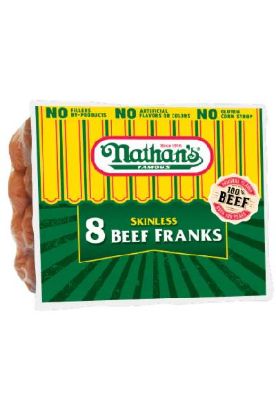Picture of Nathan/'s 8 Bun-length Skinless Beef Franks 12 Oz