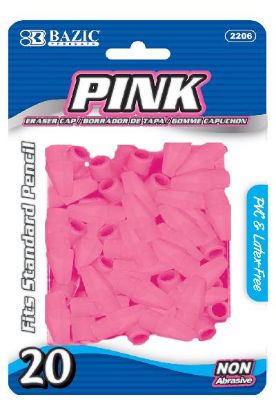 Picture of Bazic Pink Pencil Cap Eraser 20 Pc