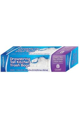 Picture of Easy Pack Drawstring Tall Kitchen Trash Bags 8 Bags