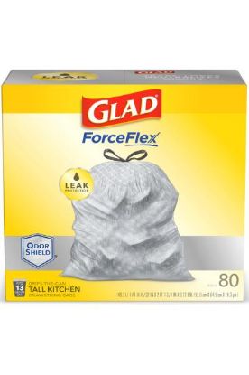 Picture of Glad Forceflex 13 Gallon Tall Kitchen Bags 80 Ct