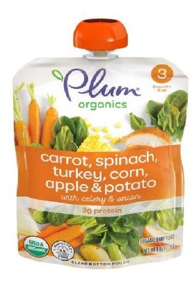 Picture of Plum Organics Carrot Spinach Turky Corn Apple Potato Stage 3 4 Oz