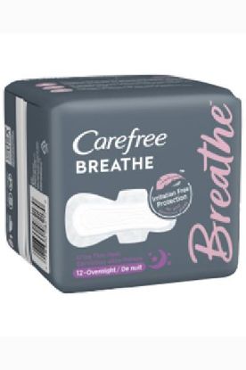 Picture of Carefree Breathe Ultra Thin Overnight Pads Wings 12 Ct