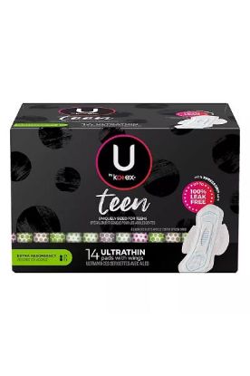 Picture of U By Kotex Teen Extra Absorbency With Wings Ultrathin Pads 14 Each
