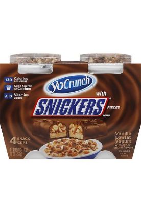 Picture of Yocrunch Cups Vanilla W/Snickers Candy Pieces 4 Pk
