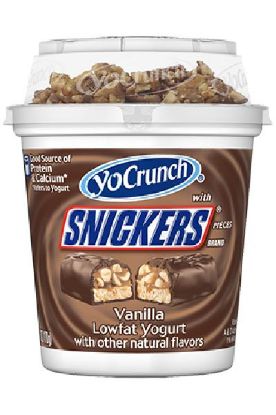Picture of Yocrunch Cups Vanilla W/Snickers Candy Pieces 6 Oz