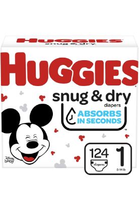 Picture of Huggies Snug & Dry Size 1 (8-14lb) Baby Diapers 124 Ct