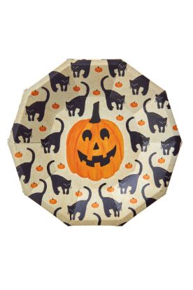 Picture of Cat & Pumpkin Paper Plate 8.5 Inch