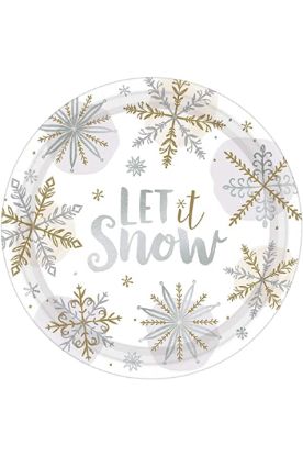 Picture of Unique Let It Snow Paper Plates 8 1/2inch 8 Ct