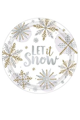 Picture of Unique Let It Snow Paper Plate 6 3/4 Inch 8 Ct