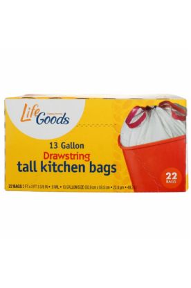 Picture of Drawstring Tall Kitchen 13 Gallon Bags 22 Ct