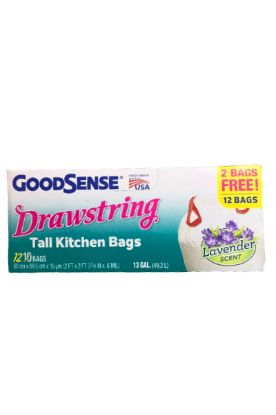 Picture of Good Sense Drawstring Kitchen Bags Lavender 10 Ct