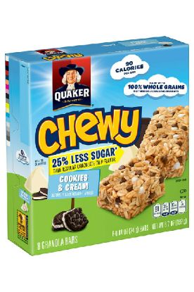 Picture of Quaker Chewy 25% Less Sugar Cookies & Cream Granola Bar 0.84 Oz