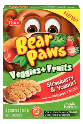 Picture of Dare Bear Paws Veggies+Fruits Strawberry & Yogurt 168 Gm
