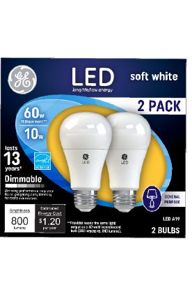 Picture of Ge Lighting Led 60w Soft White General Purpose A19 Dimmable 2 Pk