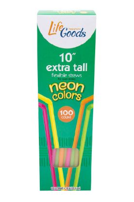Picture of Life Goods Straws Flexible Neon 100 Ct