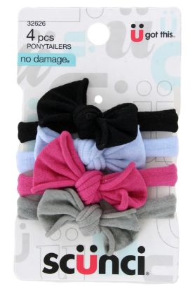 Picture of Scunci Hosiery Bow Ponytailers 4 Ct