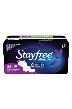 Picture of Stayfree Ultra Thin Overnight Pads W/Wings 28 Ct
