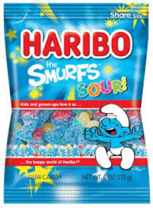 Picture of Haribo Sour Smurfs Gummi Candy 4 Oz