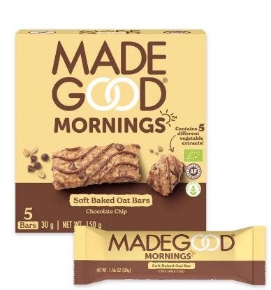 Picture of Madegood Mornings Soft Baked Oat Bars Chocolate Chip 30 Grams